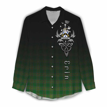 Tartan Vibes Clothing Jackson Irish Clan Women's Casual Shirt with Coat of Arms Erin Go Bragh Celtic Inspired