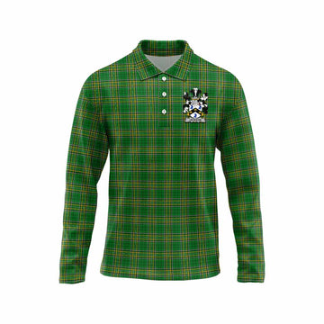 Tartan Vibes Clothing Jackson Irish Clan Tartan Long Sleeve Polo Shirt with Coat of Arms