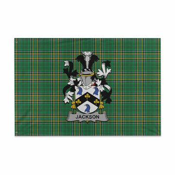 Tartan Vibes Clothing Jackson Irish Clan Tartan House Flag with Coat of Arms