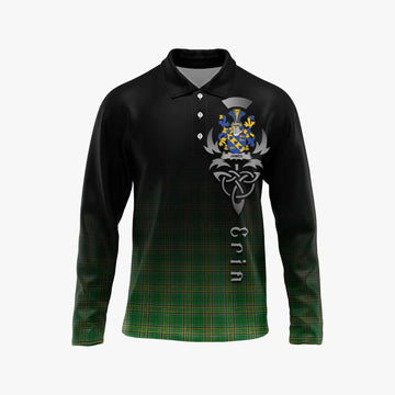 James Irish Clan Long Sleeve Polo Shirt with Coat of Arms Erin Go Bragh Celtic Inspired Unisex - Tartan Vibes Clothing