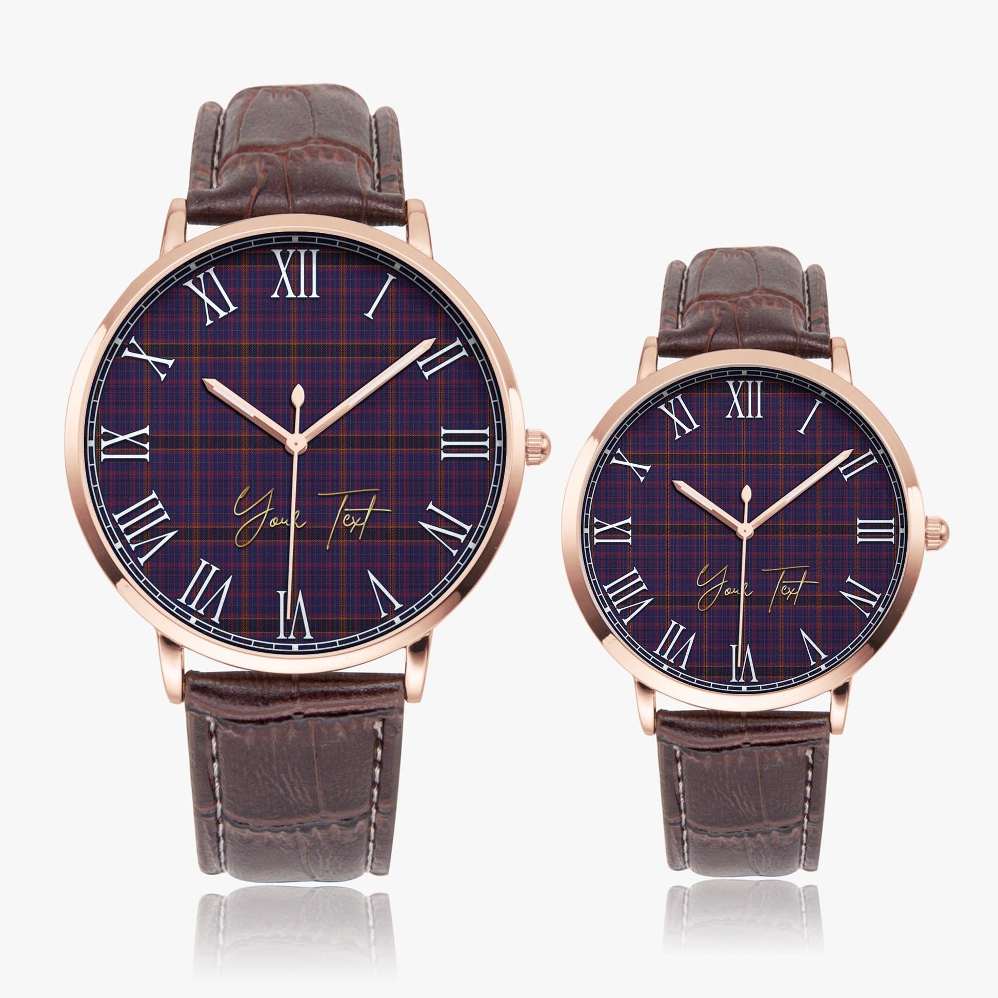 James of Wales Tartan Personalized Your Text Leather Trap Quartz Watch - Tartan Vibes Clothing