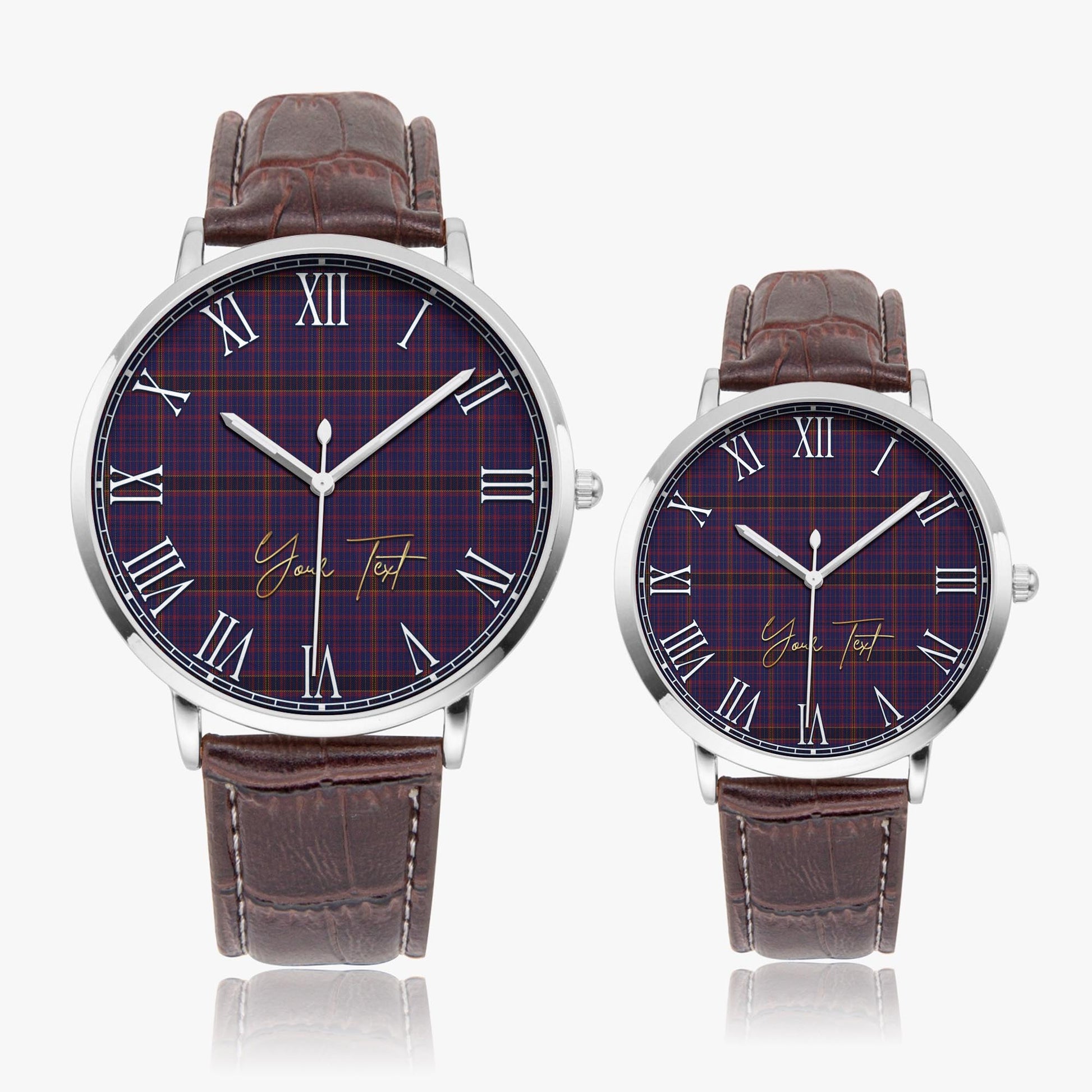 James of Wales Tartan Personalized Your Text Leather Trap Quartz Watch - Tartan Vibes Clothing