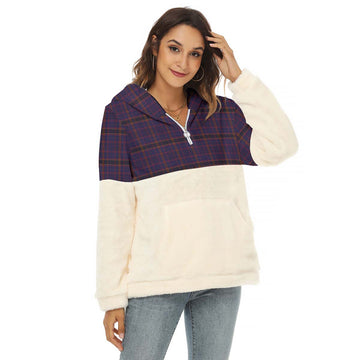 James of Wales Tartan Half Style Women's Borg Fleece Hoodie with Half Zip Female - Tartan Vibes Clothing