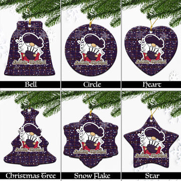 James of Wales Tartan Christmas Ornaments with Scottish Gnome Playing Bagpipes