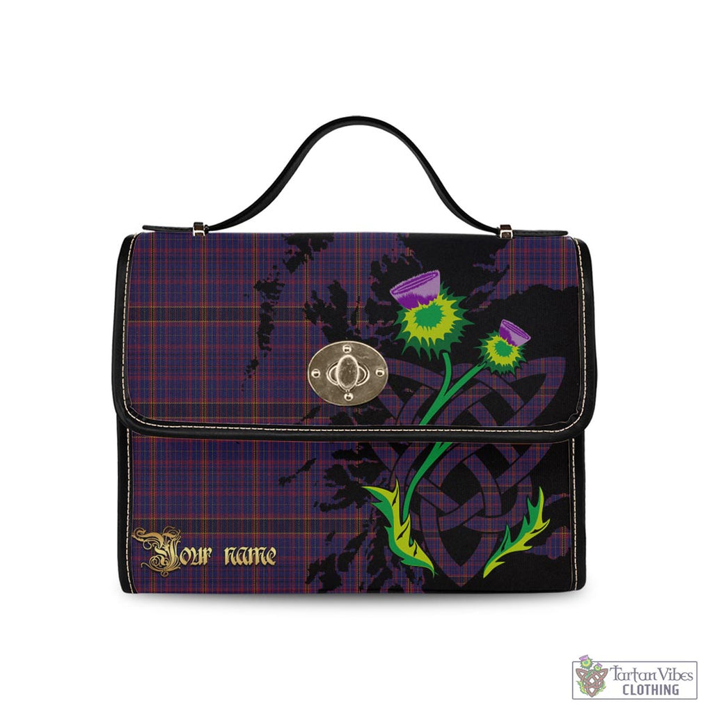 Tartan Vibes Clothing James of Wales Tartan Waterproof Canvas Bag with Scotland Map and Thistle Celtic Accents