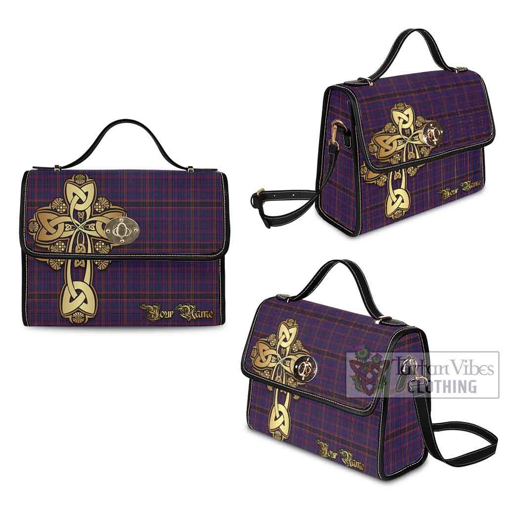 Tartan Vibes Clothing James of Wales Tartan Waterproof Canvas Bag Golden Thistle Celtic Cross Style