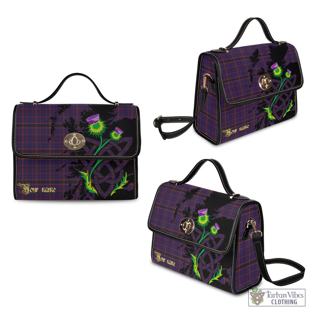 Tartan Vibes Clothing James of Wales Tartan Waterproof Canvas Bag with Scotland Map and Thistle Celtic Accents