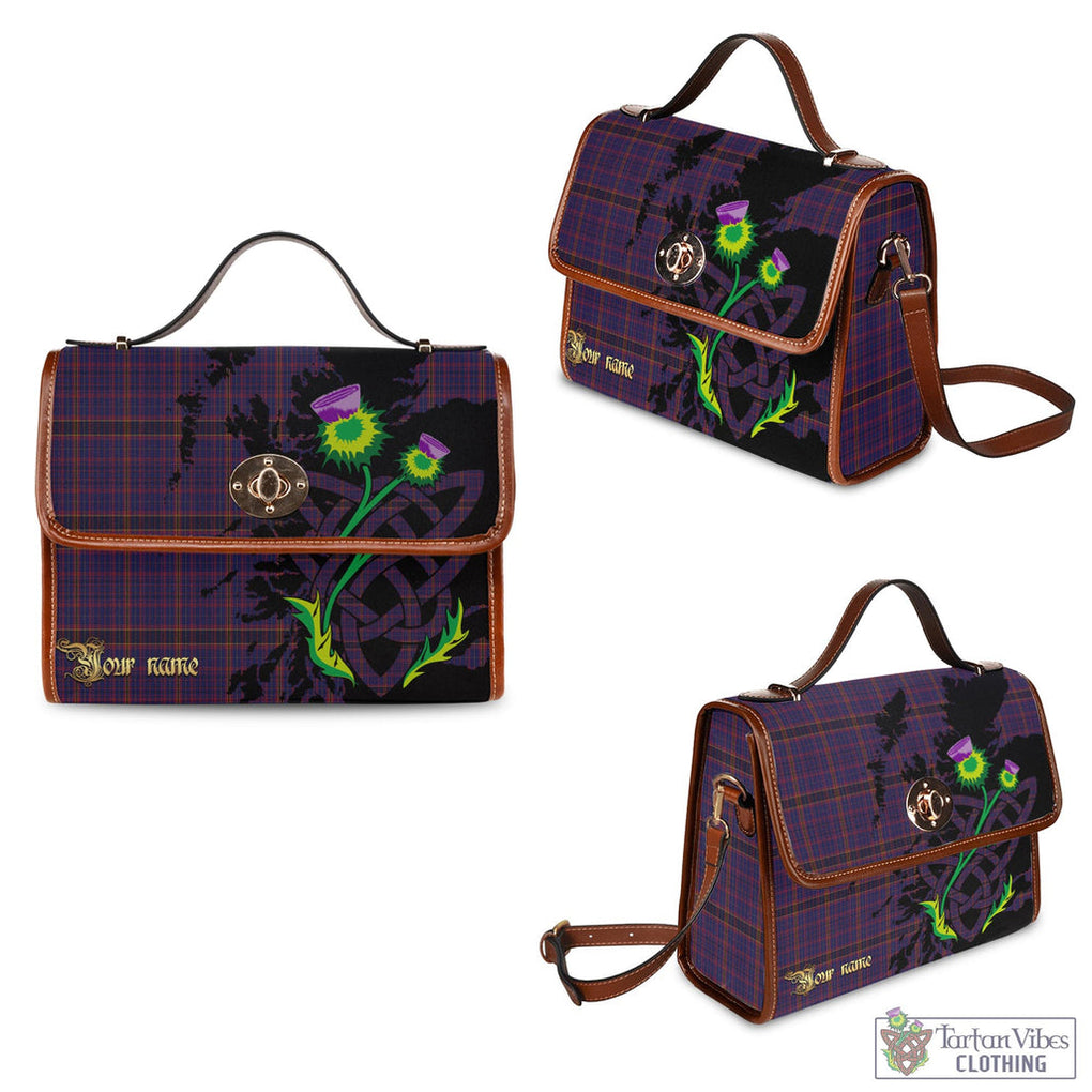 Tartan Vibes Clothing James of Wales Tartan Waterproof Canvas Bag with Scotland Map and Thistle Celtic Accents