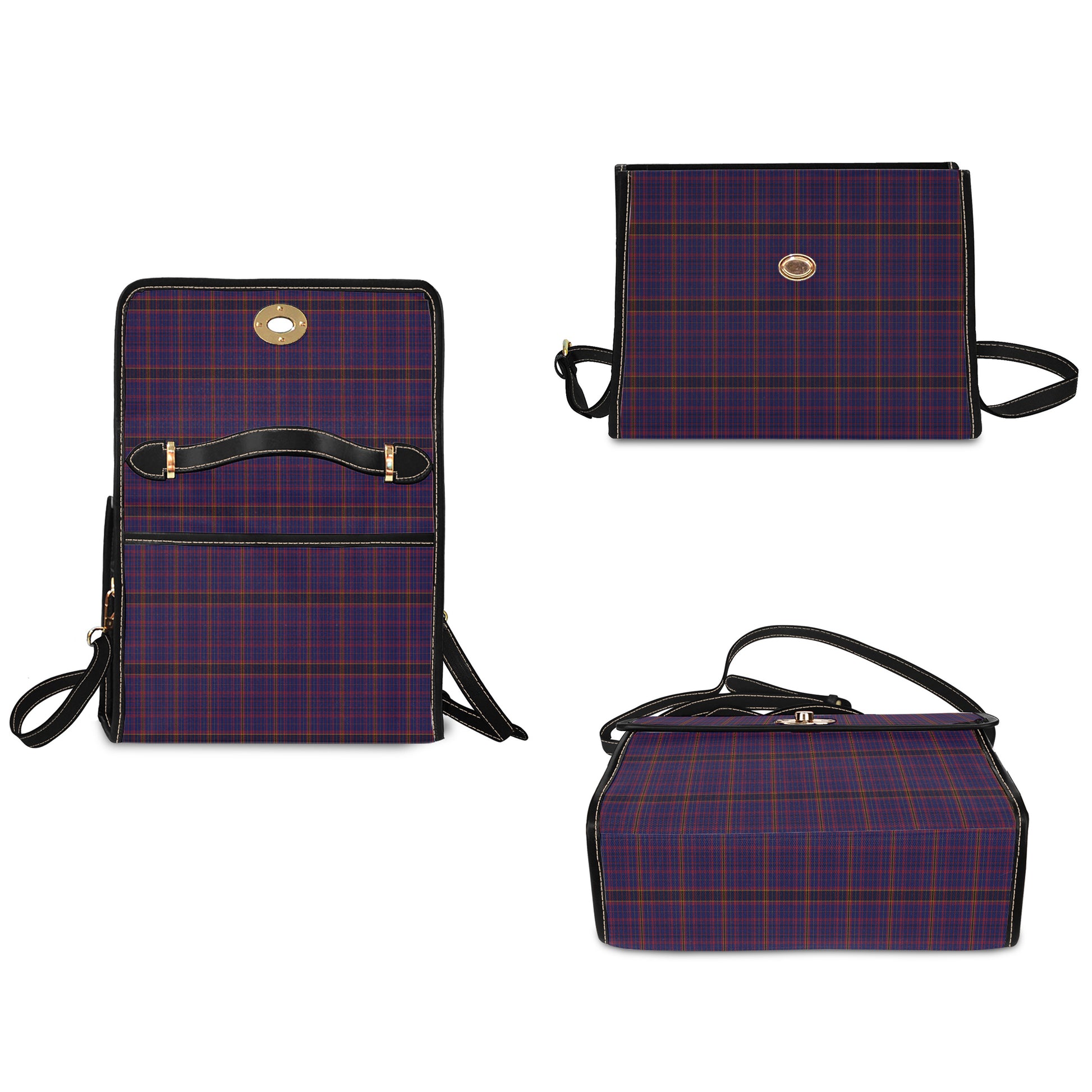 james-of-wales-tartan-leather-strap-waterproof-canvas-bag