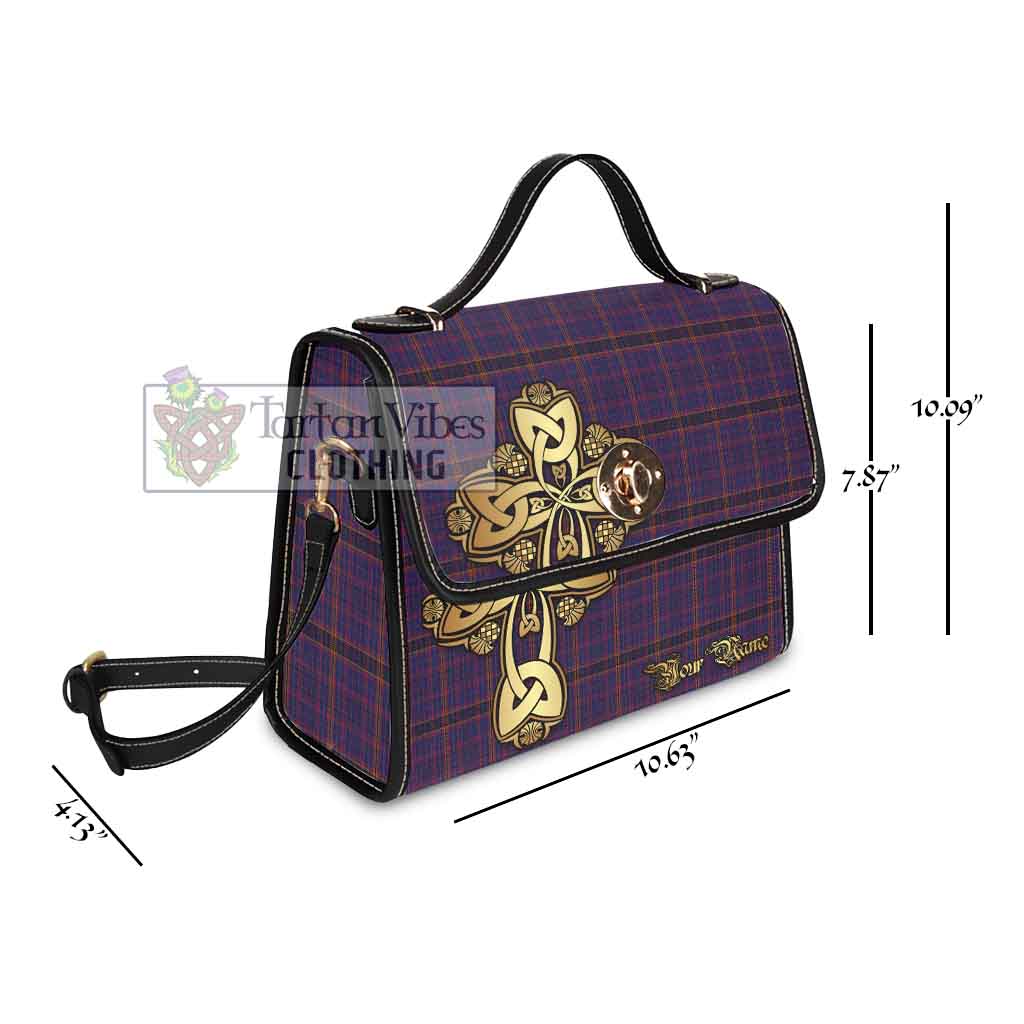 Tartan Vibes Clothing James of Wales Tartan Waterproof Canvas Bag Golden Thistle Celtic Cross Style