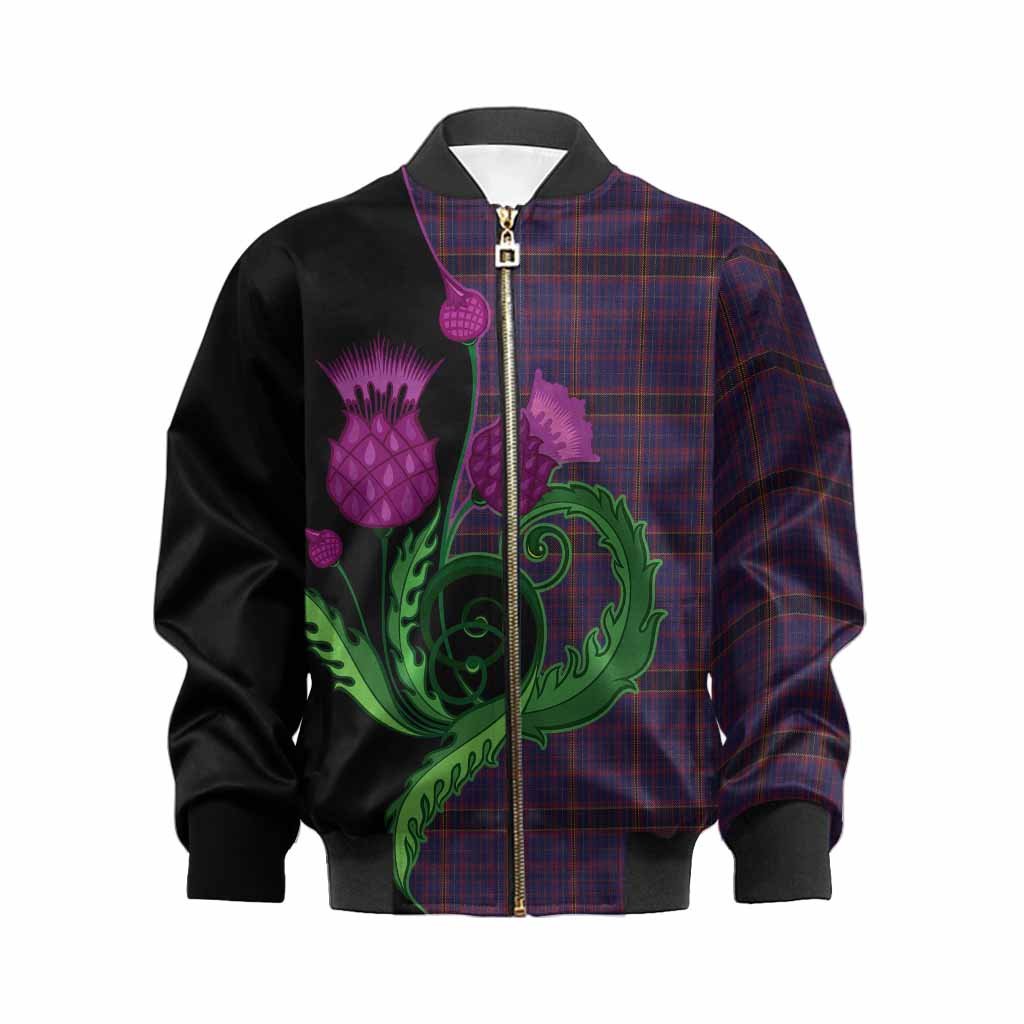 James of Wales Tartan Kid Bomber Jacket Traditional Scottish Thistle