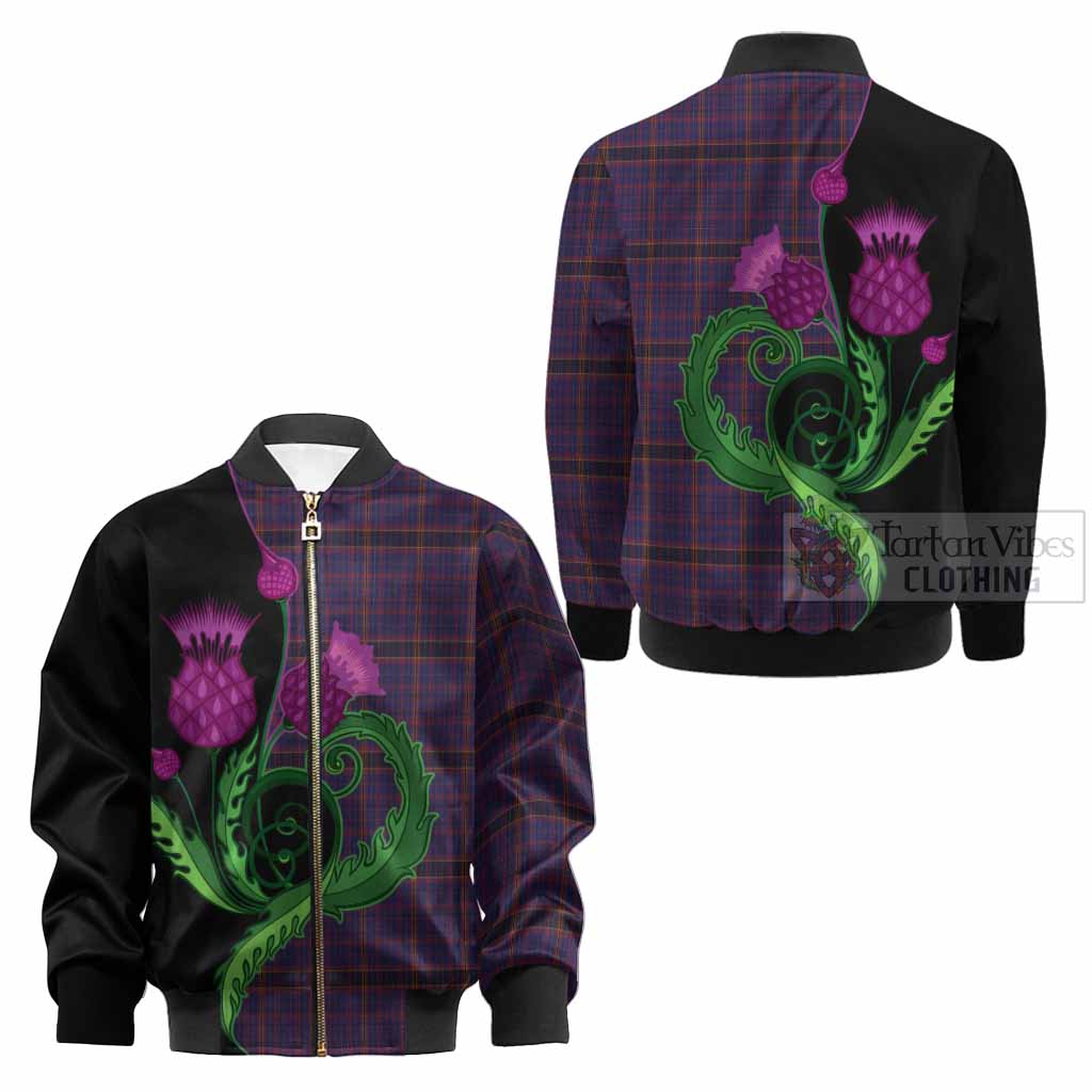 James of Wales Tartan Kid Bomber Jacket Traditional Scottish Thistle