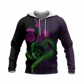 James of Wales Tartan Knitted Hoodie Traditional Scottish Thistle