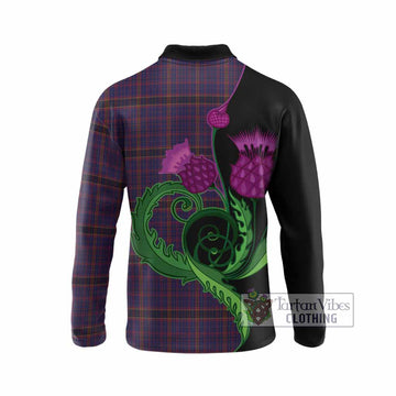 James of Wales Tartan Long Sleeve Polo Shirt Traditional Scottish Thistle