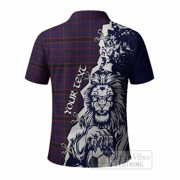 James of Wales Tartan Scottish Polo Shirt Angry Lion With Soccer Ball Style