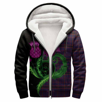James of Wales Tartan Sherpa Hoodie Traditional Scottish Thistle