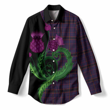 James of Wales Tartan Women Casual Shirt Traditional Scottish Thistle
