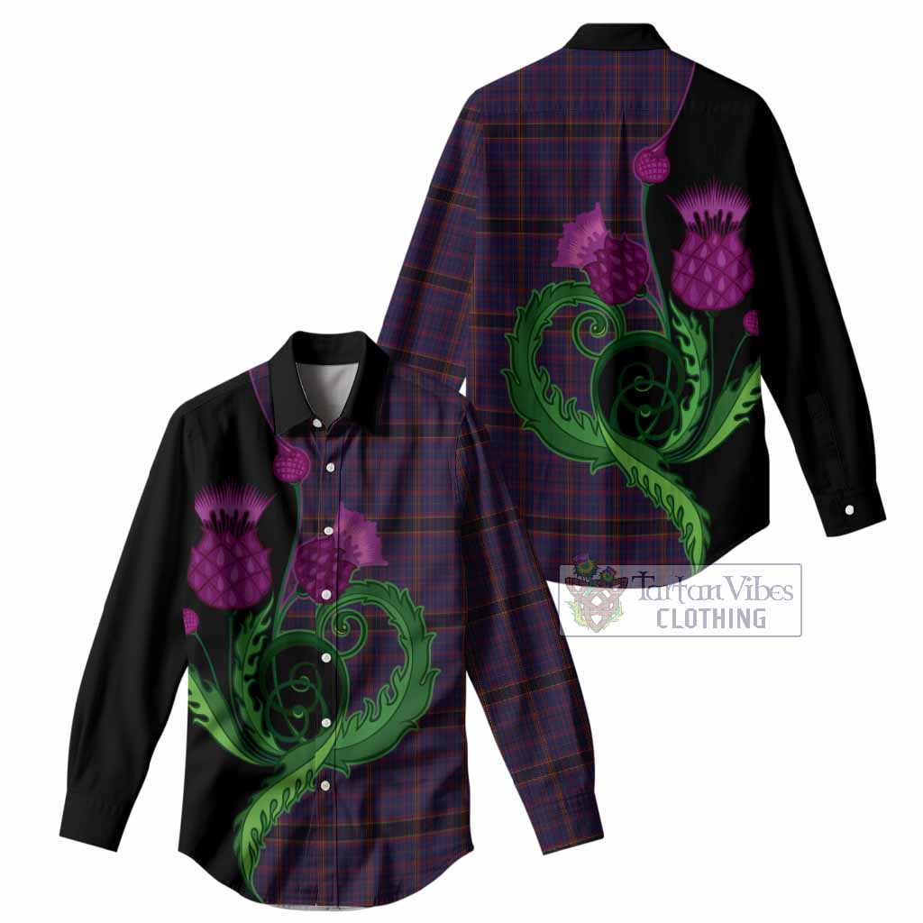 James of Wales Tartan Women Casual Shirt Traditional Scottish Thistle