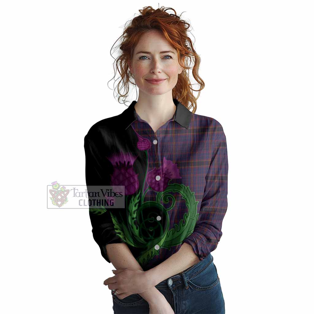 James of Wales Tartan Women Casual Shirt Traditional Scottish Thistle