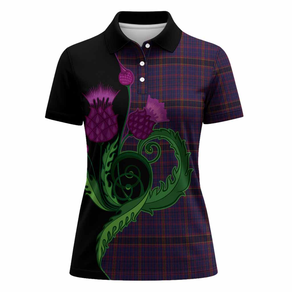 James of Wales Tartan Women Polo Shirt Traditional Scottish Thistle