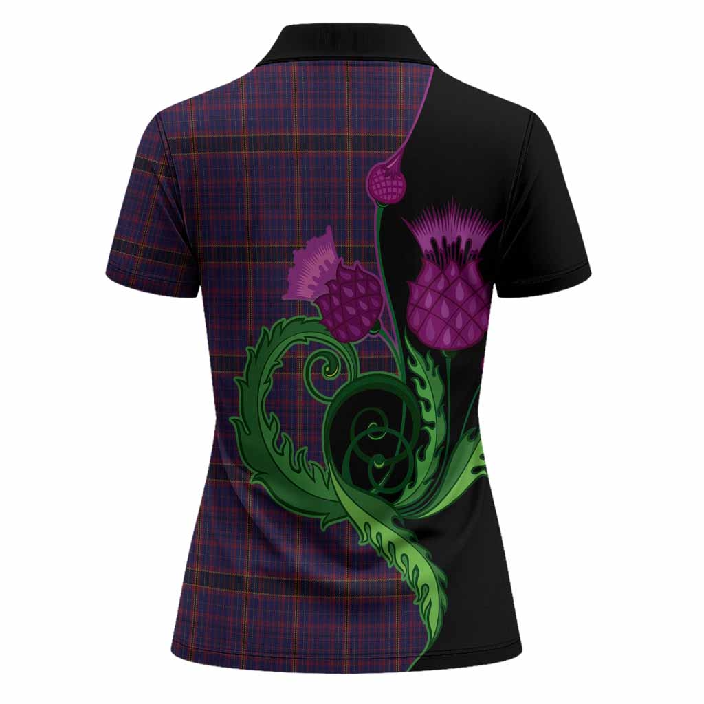 James of Wales Tartan Women Polo Shirt Traditional Scottish Thistle