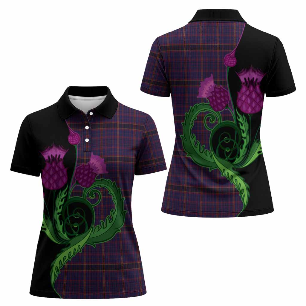 James of Wales Tartan Women Polo Shirt Traditional Scottish Thistle