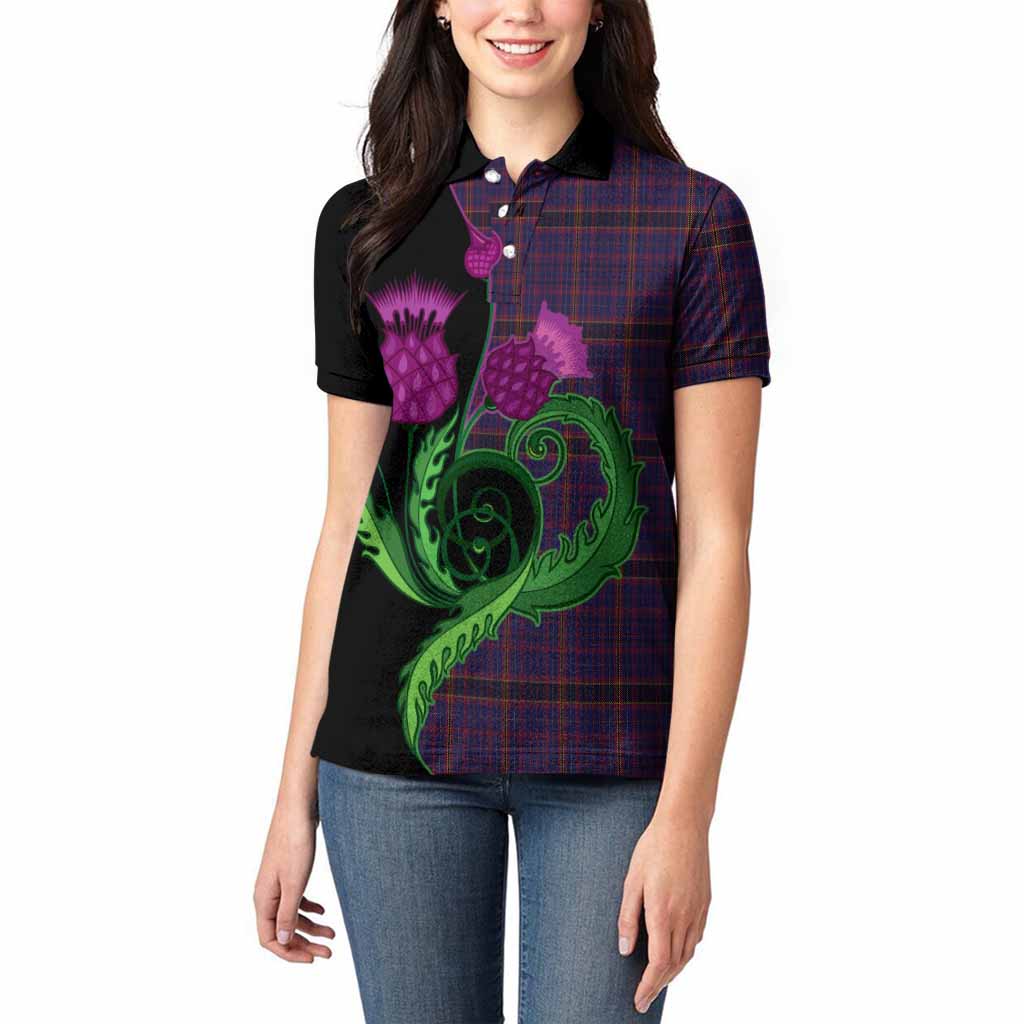 James of Wales Tartan Women Polo Shirt Traditional Scottish Thistle