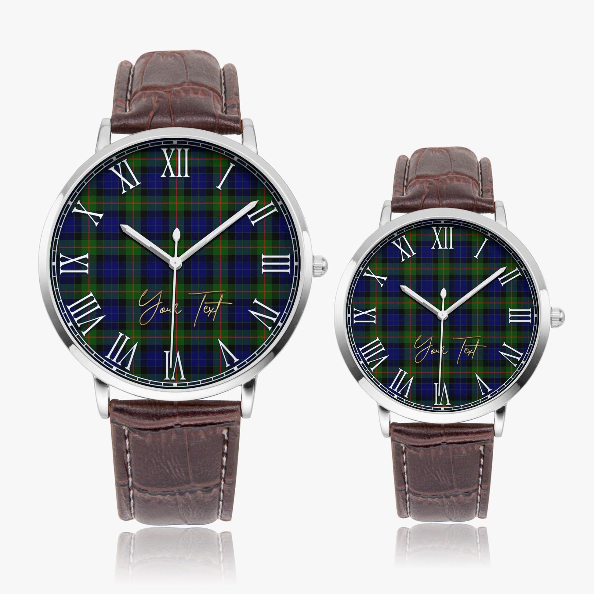 Jamieson Tartan Personalized Your Text Leather Trap Quartz Watch - Tartan Vibes Clothing
