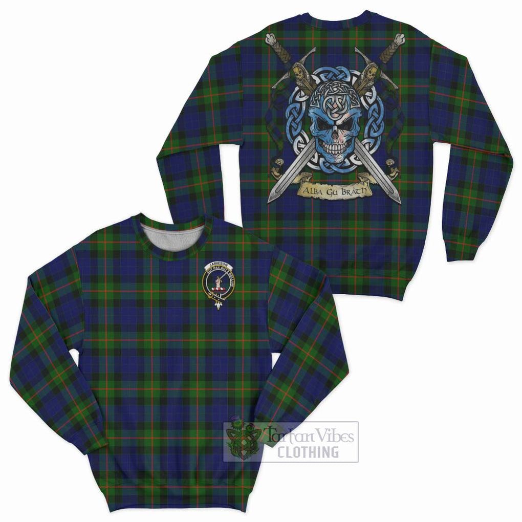 Jamieson Tartan Sweatshirt with Family Crest Celtic Skull Style Unisex - Tartan Vibes Clothing
