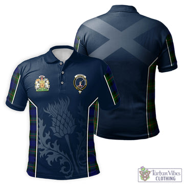 Jamieson Tartan Men's Polo Shirt with Family Crest and Scottish Thistle Vibes Sport Style