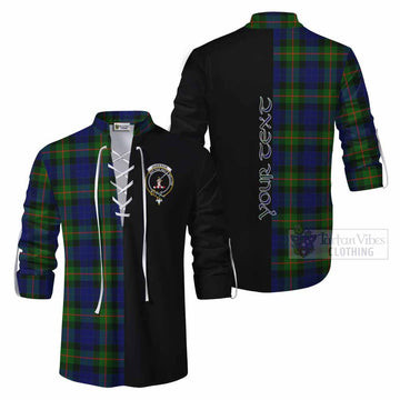 Jamieson Tartan Ghillie Kilt Shirt with Family Crest and Half Of Me Style Men - Tartan Vibes Clothing