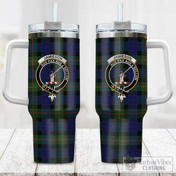 Jamieson Tartan Tumbler with Handle with Family Crest One Size 40 OZ - Tartan Vibes Clothing