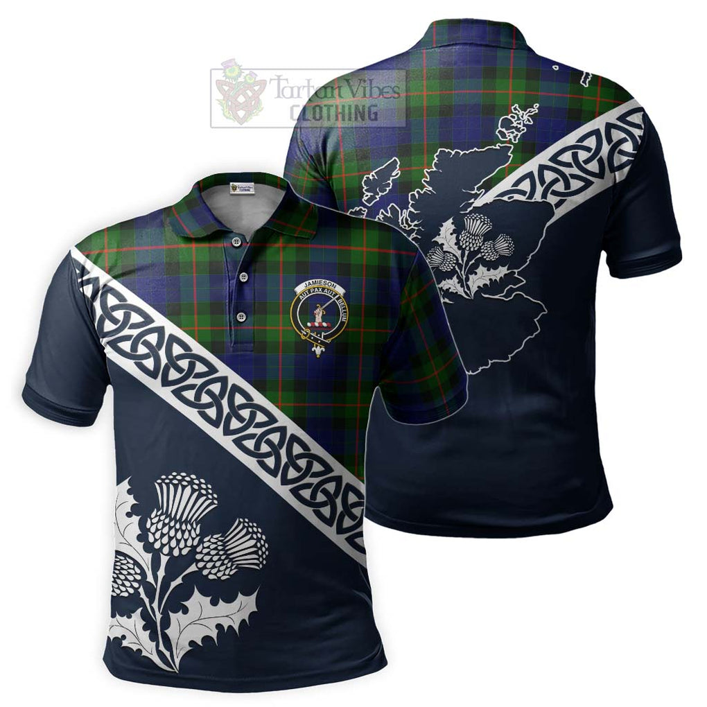 Jamieson Tartan Polo Shirt Featuring Thistle and Scotland Map Kid - Tartanvibesclothing Store
