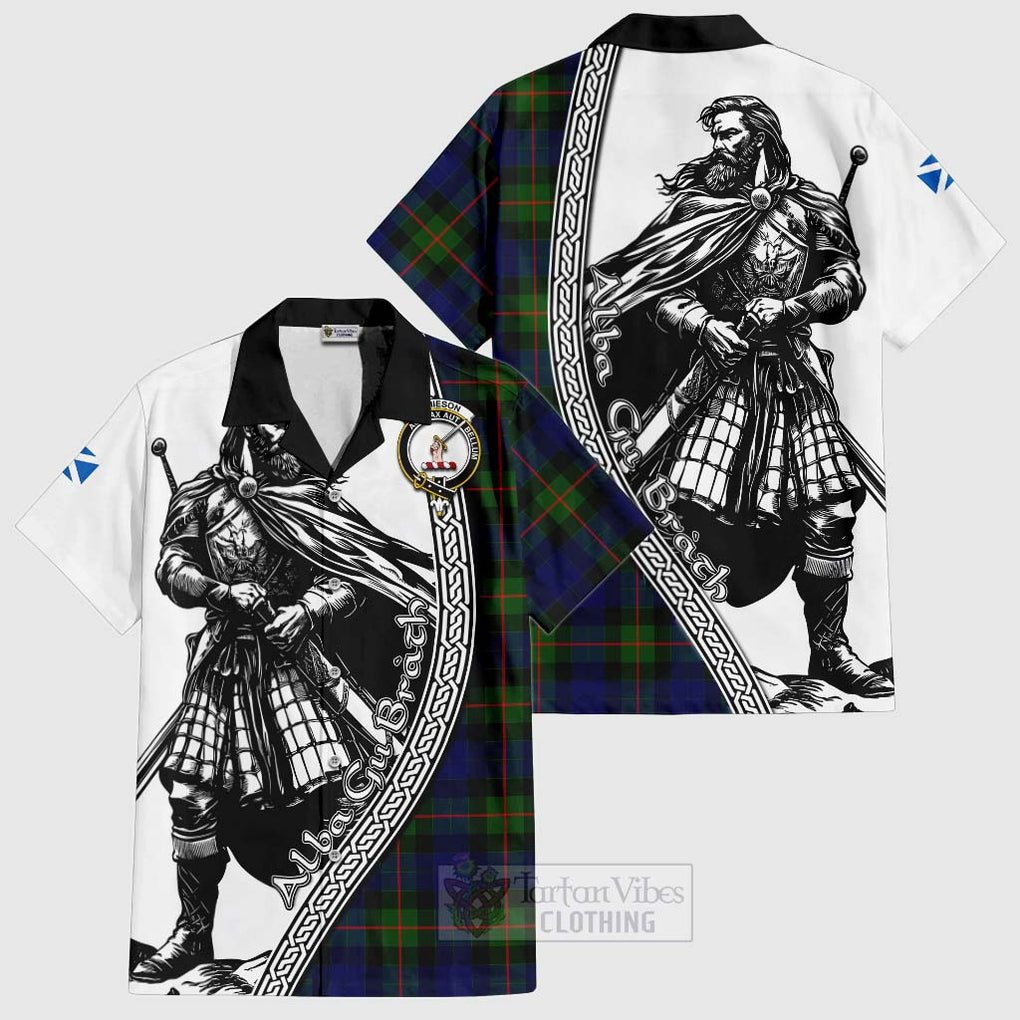 Jamieson Tartan Clan Crest Hawaiian Shirt with Highlander Warrior Celtic Style Kid - Tartan Vibes Clothing