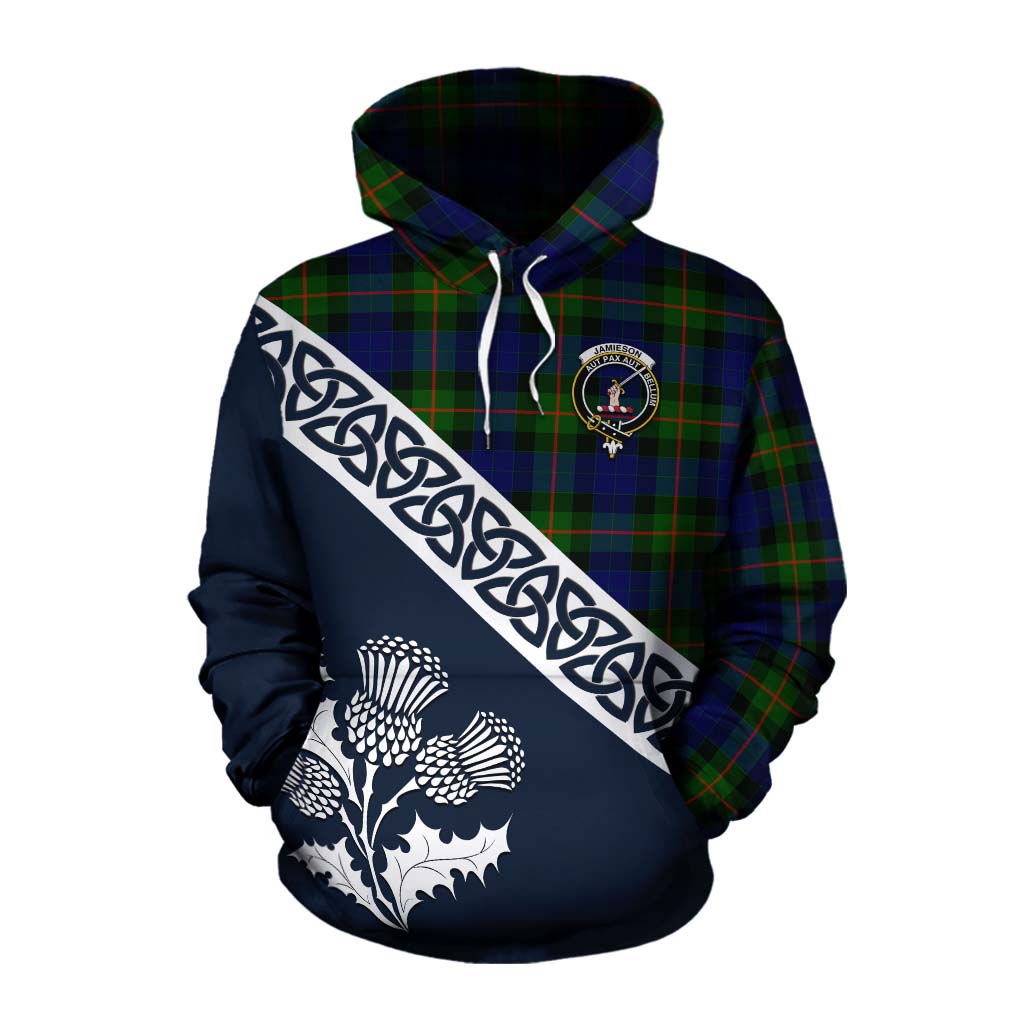 Jamieson Tartan Cotton Hoodie Featuring Thistle and Scotland Map Pullover Hoodie XS - Tartan Vibes Clothing
