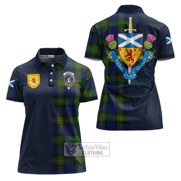 Jamieson Tartan Women's Polo Shirt Alba with Scottish Lion Royal Arm Half Style Women - Tartan Vibes Clothing