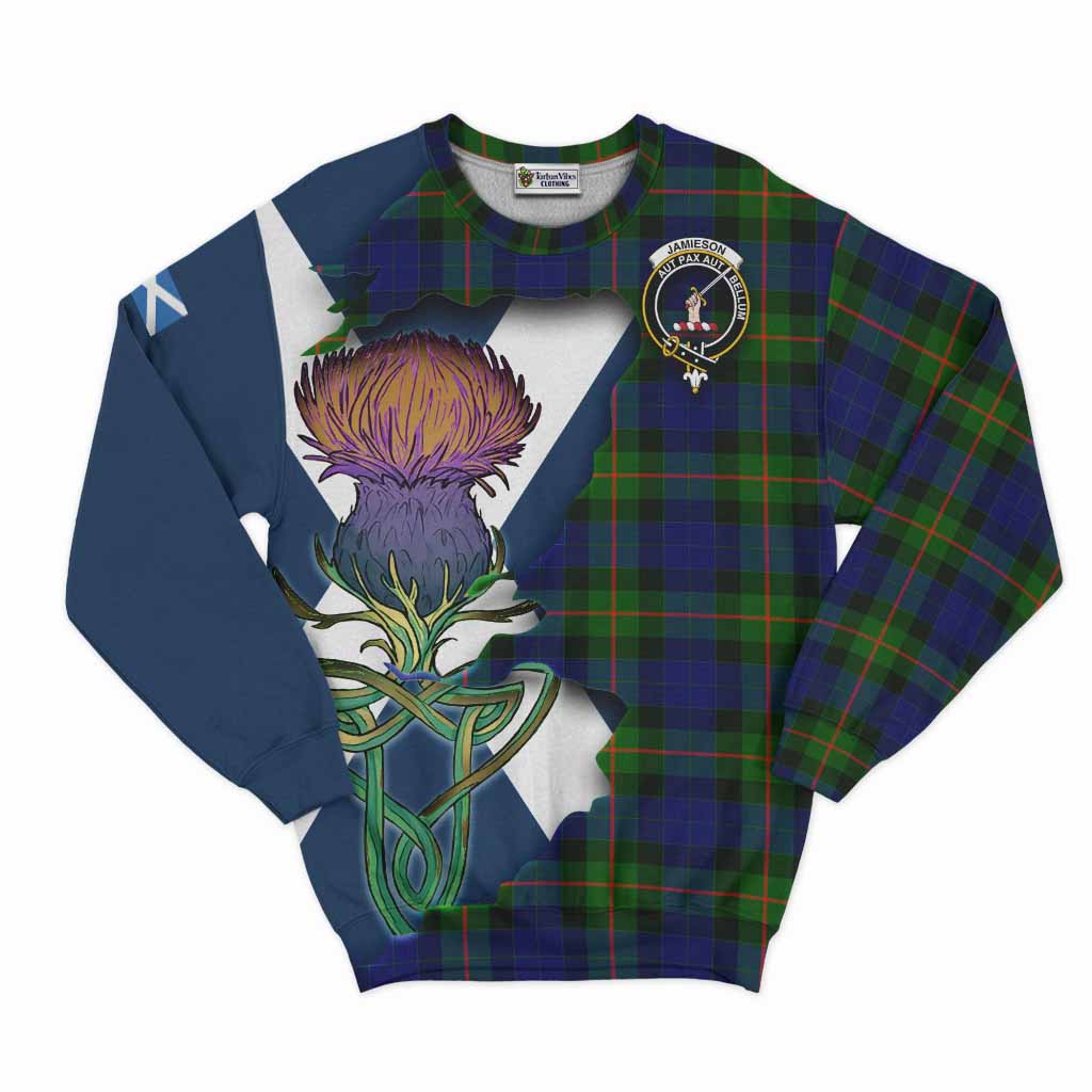 Jamieson Tartan Family Crest Sweatshirt Scottish Thistle Celtic Inspired Unisex - Tartan Vibes Clothing
