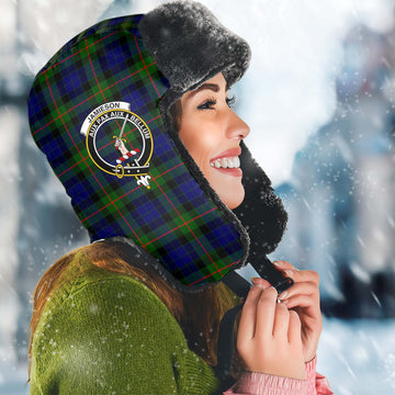 Jamieson Tartan Winter Trapper Hat with Family Crest Winter Trapper Hat Universal Fit Circumference 22.8in (58cm) - Tartan Vibes Clothing