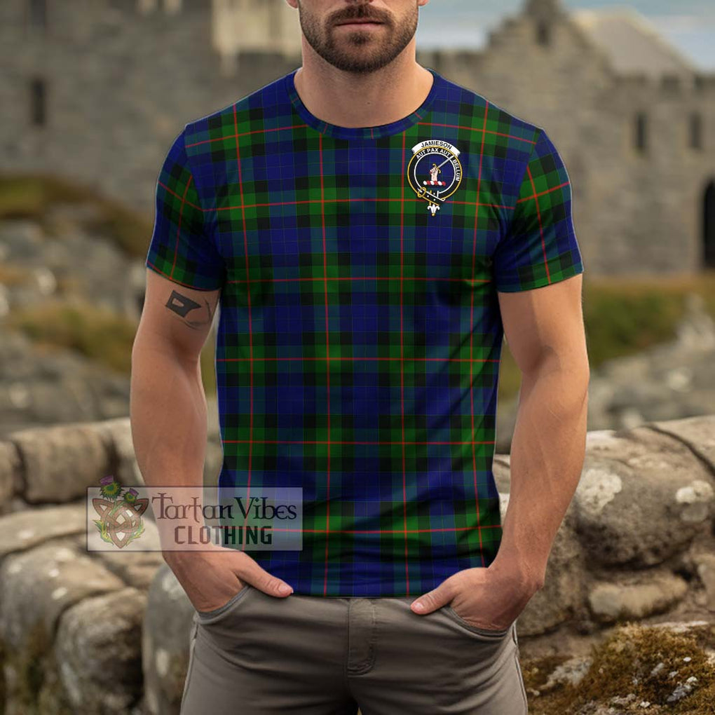 Jamieson Tartan Cotton T-Shirt with Family Crest Men's Shirt - Tartanvibesclothing Shop