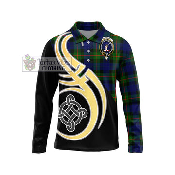 Jamieson Tartan Long Sleeve Polo Shirt with Family Crest and Celtic Symbol Style Unisex - Tartan Vibes Clothing