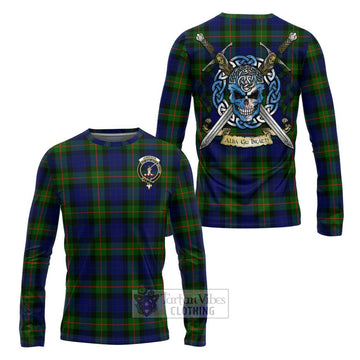 Jamieson Tartan Long Sleeve T-Shirt with Family Crest Celtic Skull Style Unisex - Tartan Vibes Clothing