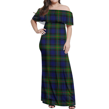 Jamieson Tartan Off Shoulder Long Dress Women's Dress - Tartan Vibes Clothing