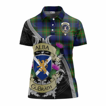 Jamieson Tartan Family Crest Women's Polo Shirt Lion Rampant Royal Thistle Shield Celtic Inspired Women - Tartan Vibes Clothing