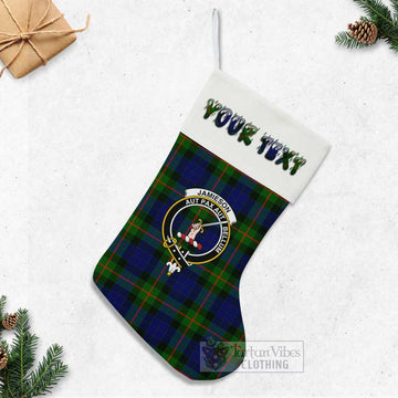 Jamieson Tartan Family Crest Christmas Stocking with Personalized Text - Tartan Vibes Clothing
