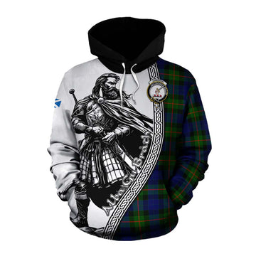 Jamieson Tartan Clan Crest Cotton Hoodie with Highlander Warrior Celtic Style Pullover Hoodie XS - Tartan Vibes Clothing