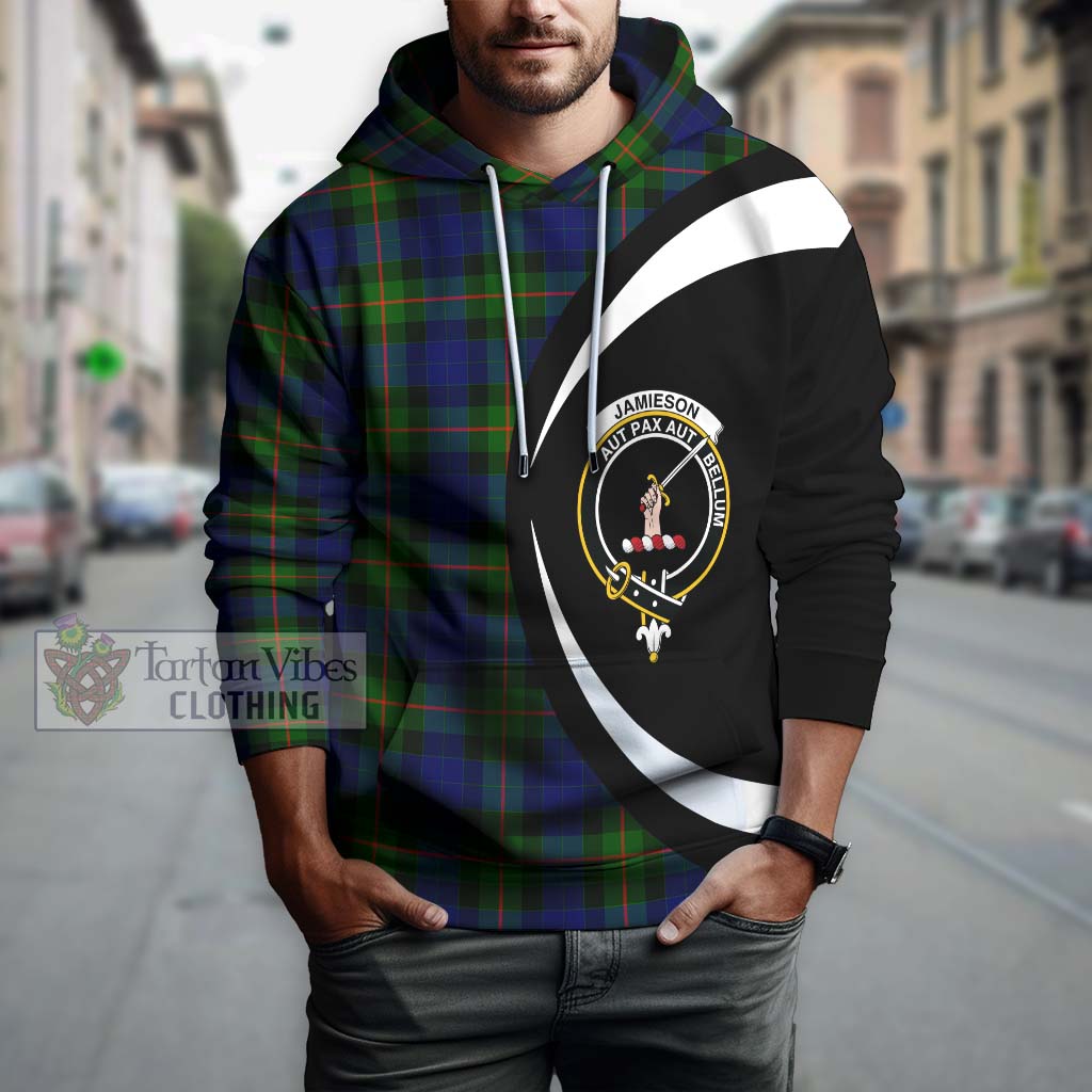 Jamieson Tartan Hoodie with Family Crest Circle Style Zip Hoodie - Tartan Vibes Clothing