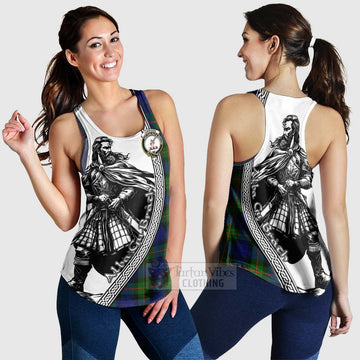 Jamieson Tartan Clan Crest Women's Racerback Tanks with Highlander Warrior Celtic Style 4XL - Tartan Vibes Clothing