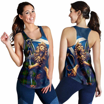 Jamieson Tartan Family Crest Women's Racerback Tanks with Scottish Majestic Lion 4XL - Tartan Vibes Clothing