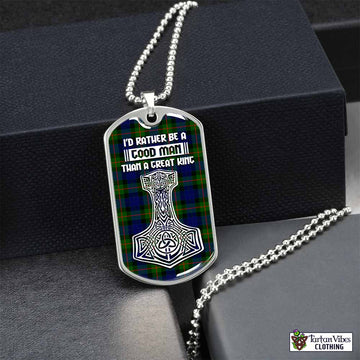 Tartan Vibes Clothing Jamieson Tartan Dog Tag Necklace Viking Mjolnir Style