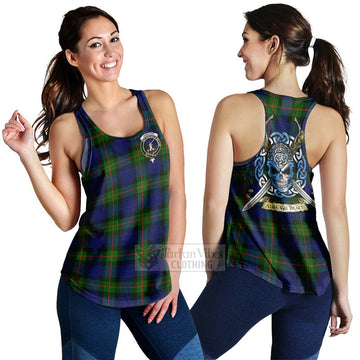 Jamieson Tartan Women's Racerback Tanks with Family Crest Celtic Skull Style 4XL - Tartan Vibes Clothing